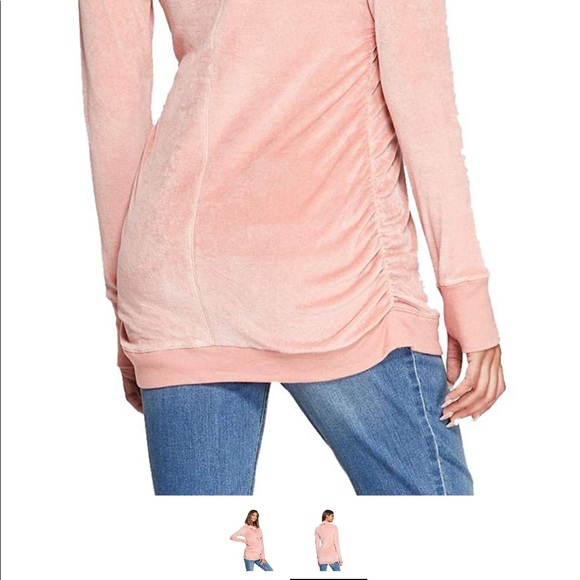 Isabel Maternity Pink Velour Cowl Neck Sweatshirt - Picture 3 of 3